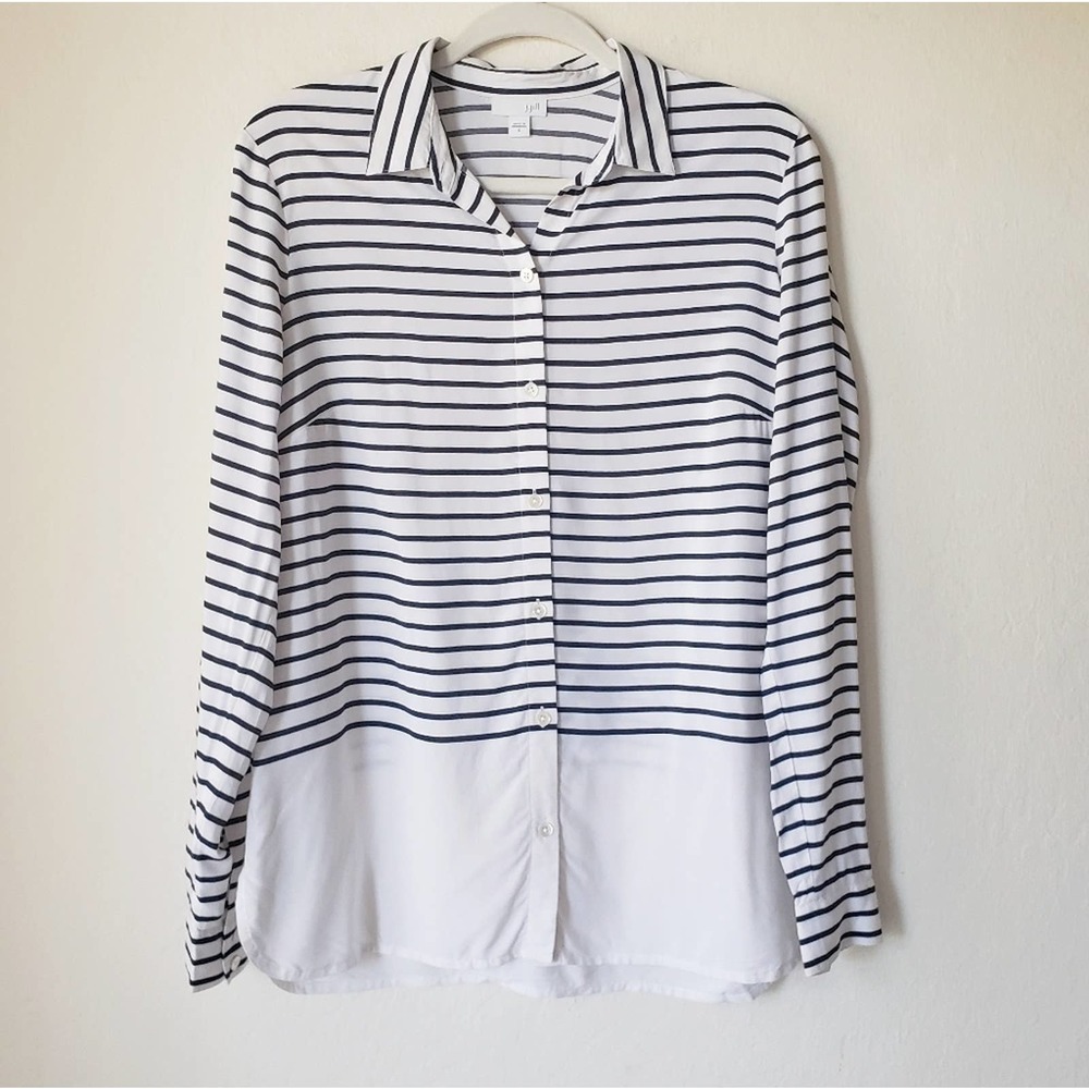 J. Jill Striped Blouse Button Down Womens Small
